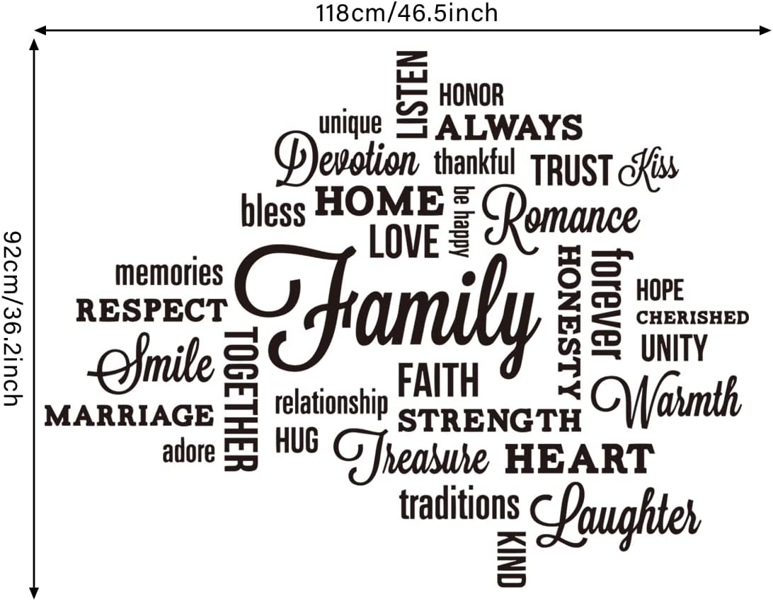 Removable Family Wall Decal Quotes Saying Family Words Sign Vinyl Wall Stickers Positive Energy / A