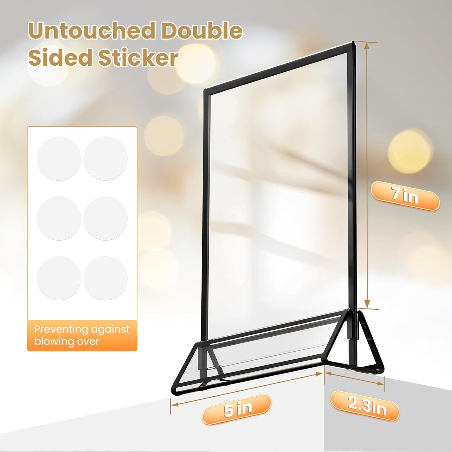 Acrylic Sign Holder Picture Frame Double-Sided Acrylic Frames / 5 x 7 / Black / Set of 6