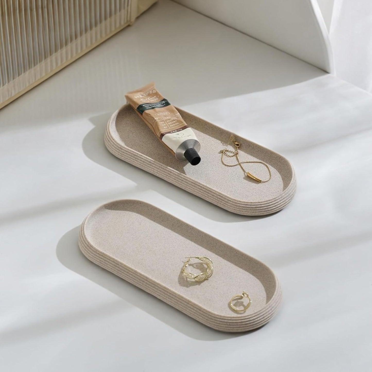 Jewelry Tray Bathtub / Beige / 10.2 x 4.4 x 0.8 / Oval
