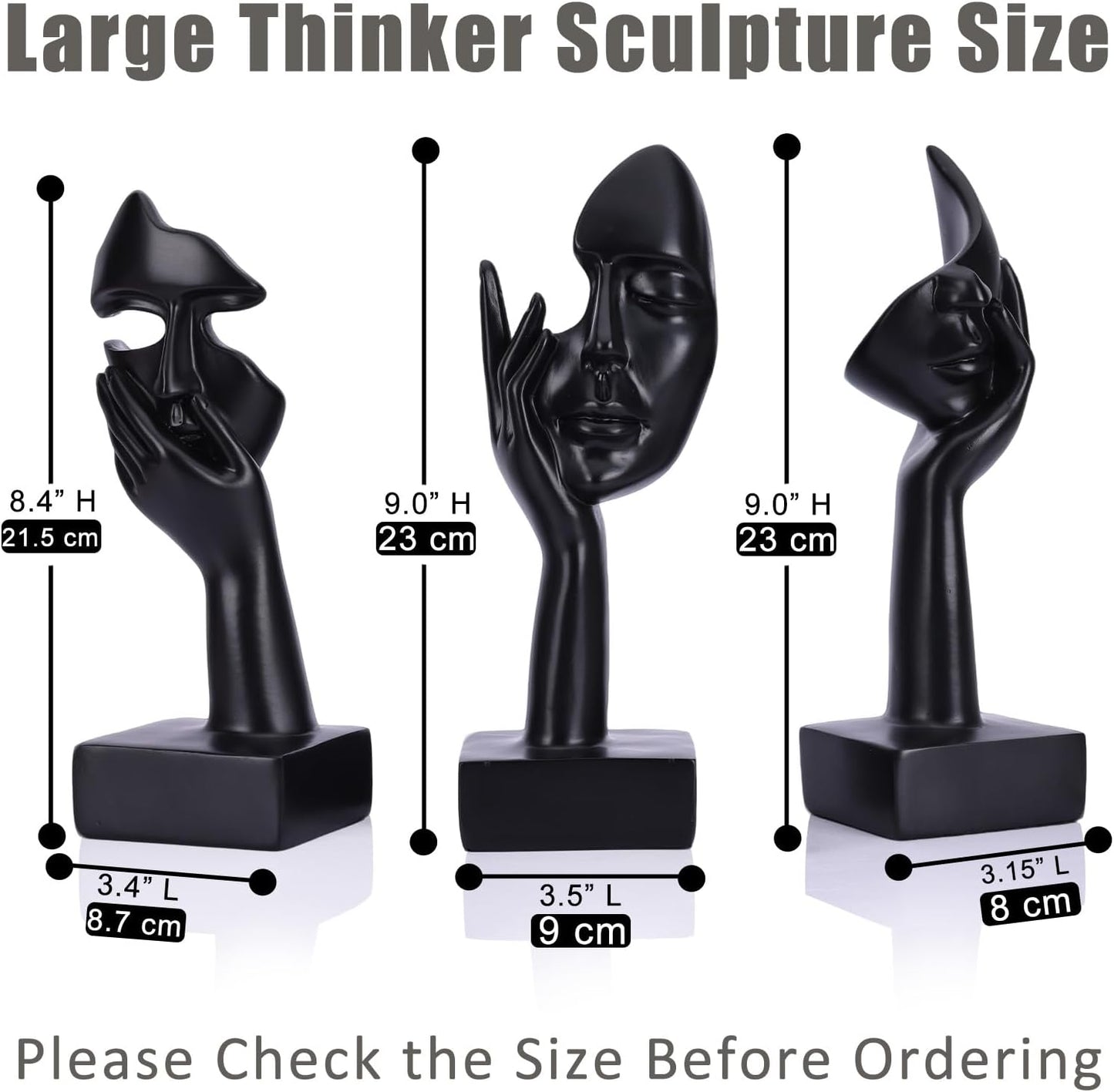 Thinker Large Statue Set / Black / Set of 9