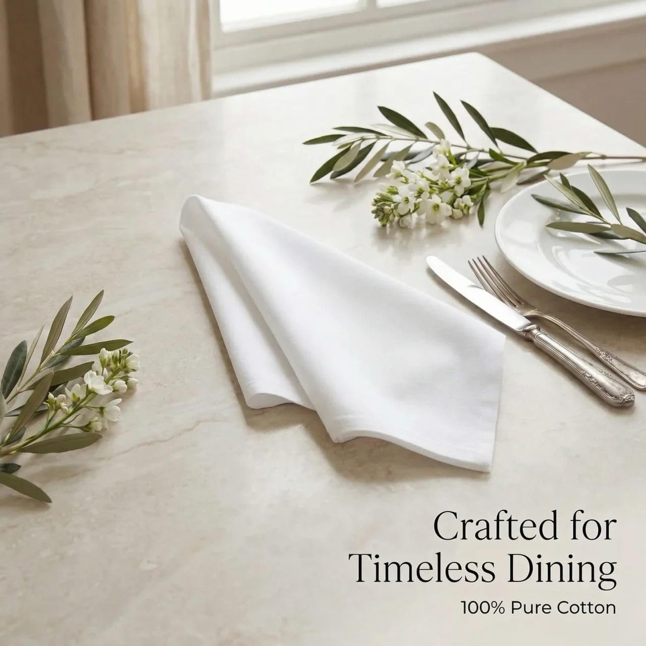Urban Villa Cloth Napkins Cotton 20x20 (Set of 12) White