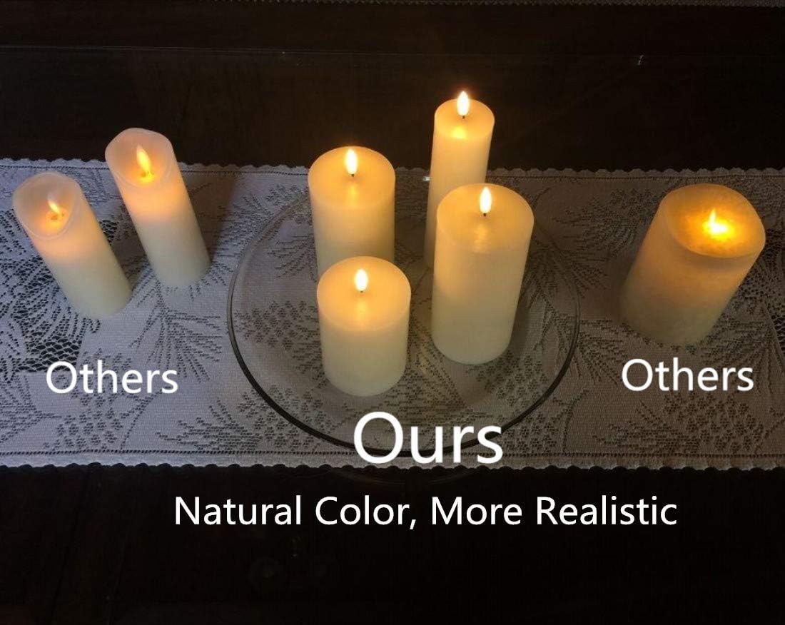 Ivory Tall Flameless LED Pillar Candles with Remote Set of 9 | 2 AA Battery Operated, Fireplace Candles Wedding Home