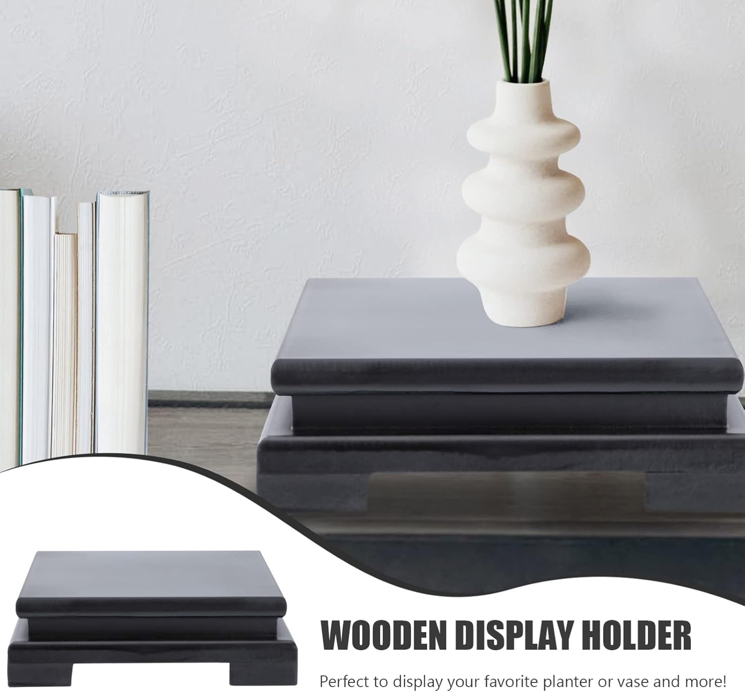 Wood Display Base Square Vase Stand / 5.90 Inch