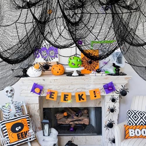 AROIC 9 Pack Halloween Decorations, 30 x 72 Inch Black Spooky Creepy Cloth