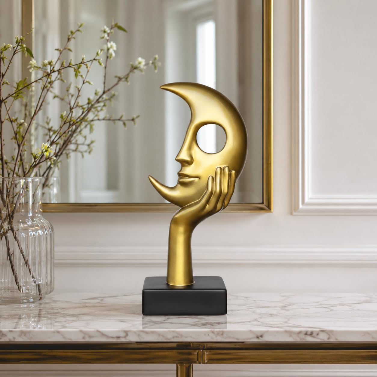 Thinker Statue / Modern Home Decor Ornament / Metallic Gold / Large
