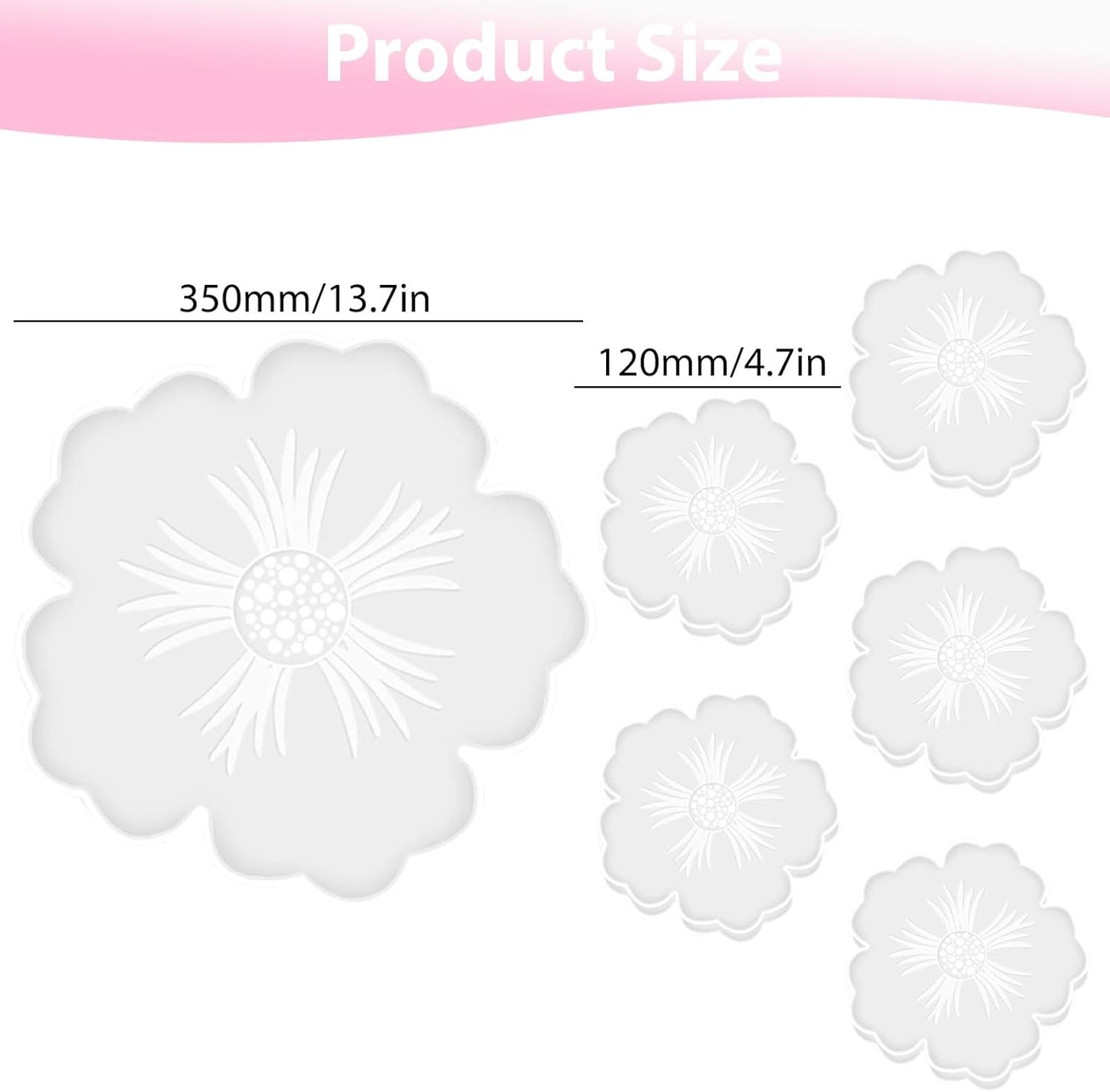 Flower Resin Coaster Molds Kits / Set of 6