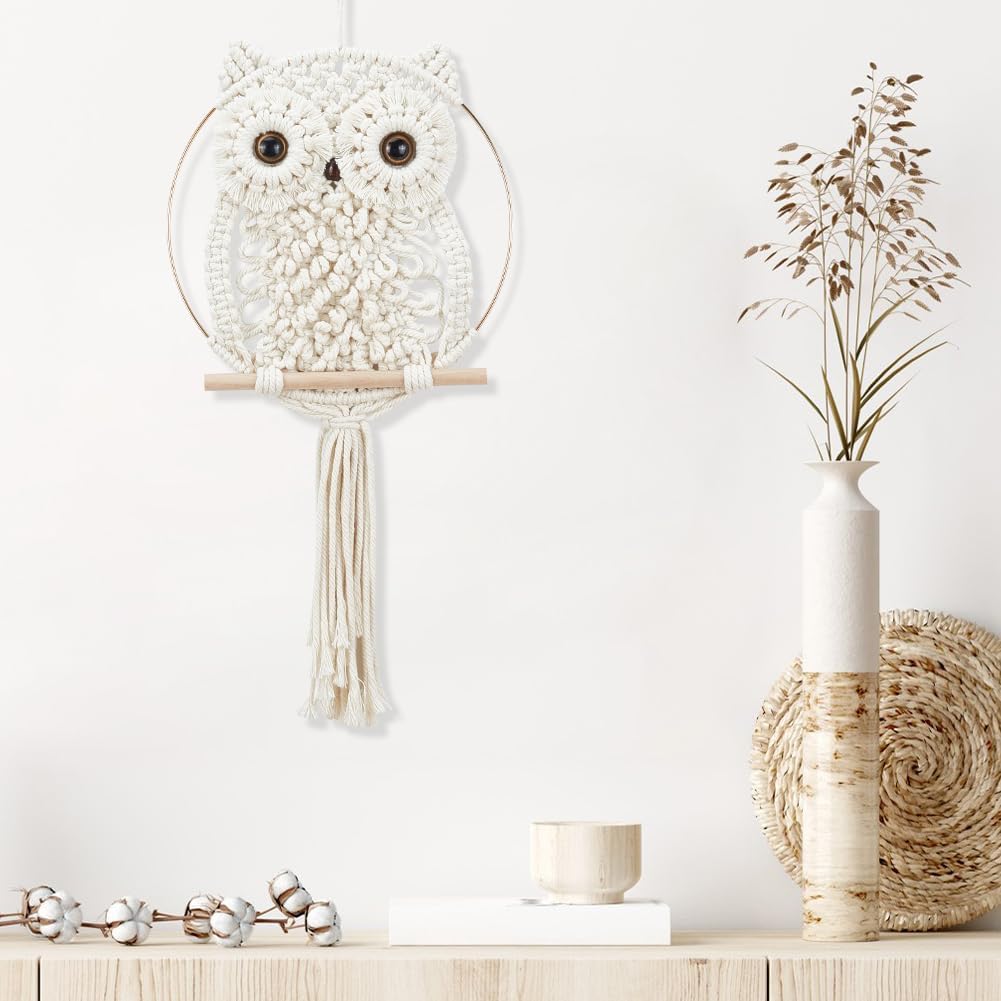 DIY Macrame Owl Wall Hanging Tapestry Kit Owl Macrame Kit for Beginner Boho Handmade Woven Macrame