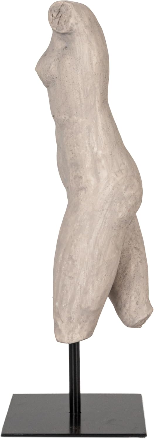 Sculptural Resin Female Figure on Metal Stand / Grey Finish