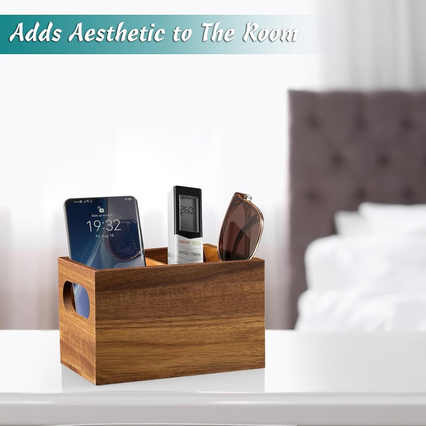 Remote Control Holder / Acacia / 2 Slots