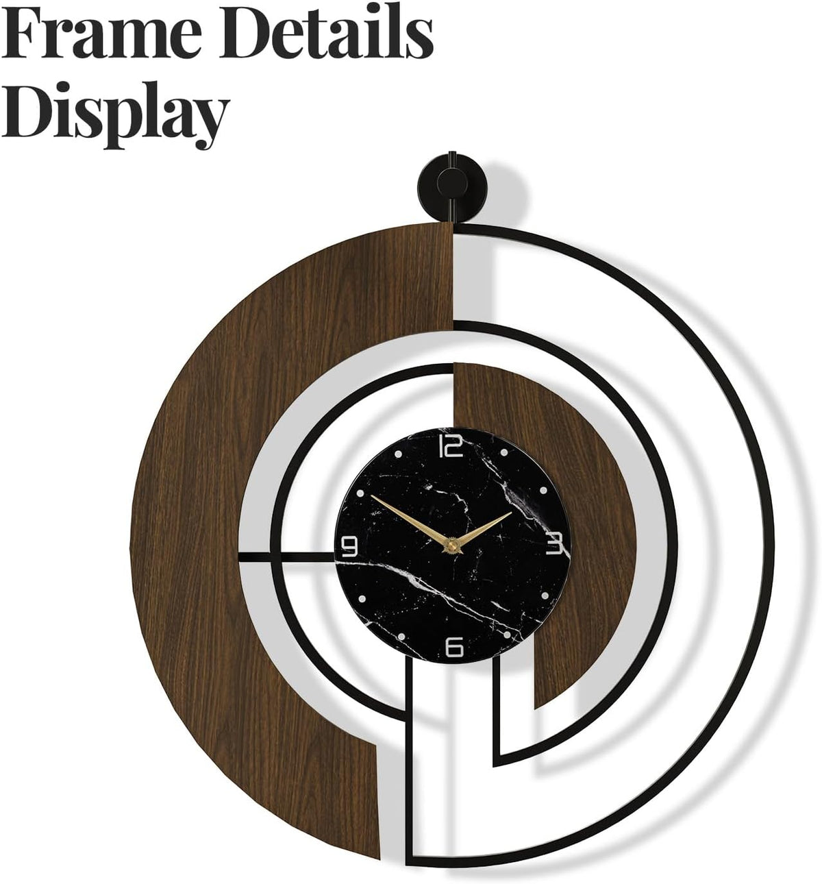 Cuspin Large Wall Clock 30 Inch, Modern Walnut Marble Dial Decorative Clock | Battery operated, silent non ticking