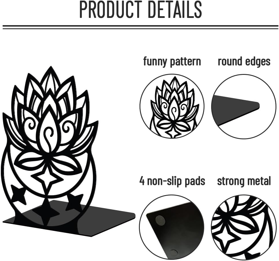 Moon Metal Decorative Bookend / Lotus