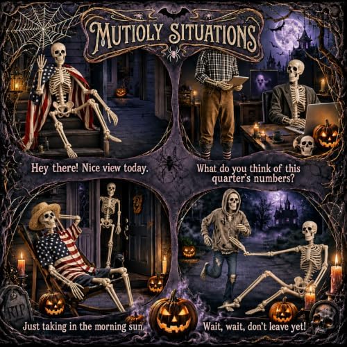 Abakuku 36" Halloween Skeleton Decorations,Human Bones for Halloween Party with Movable Joints,for Haunted Houses, Front Lawn, Graveyard Props