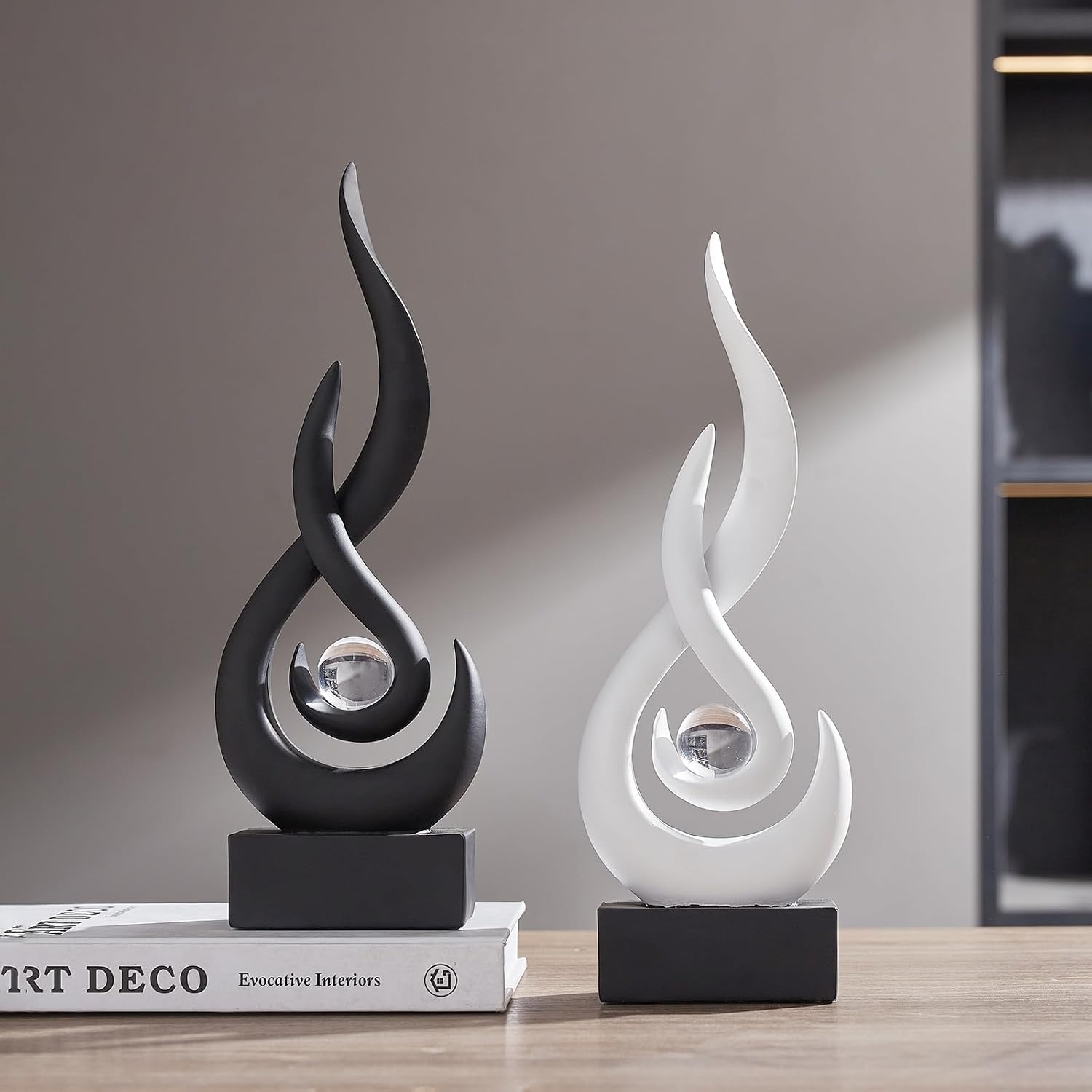 Resin Flame Statue Modern Centerpiece Ornaments / White