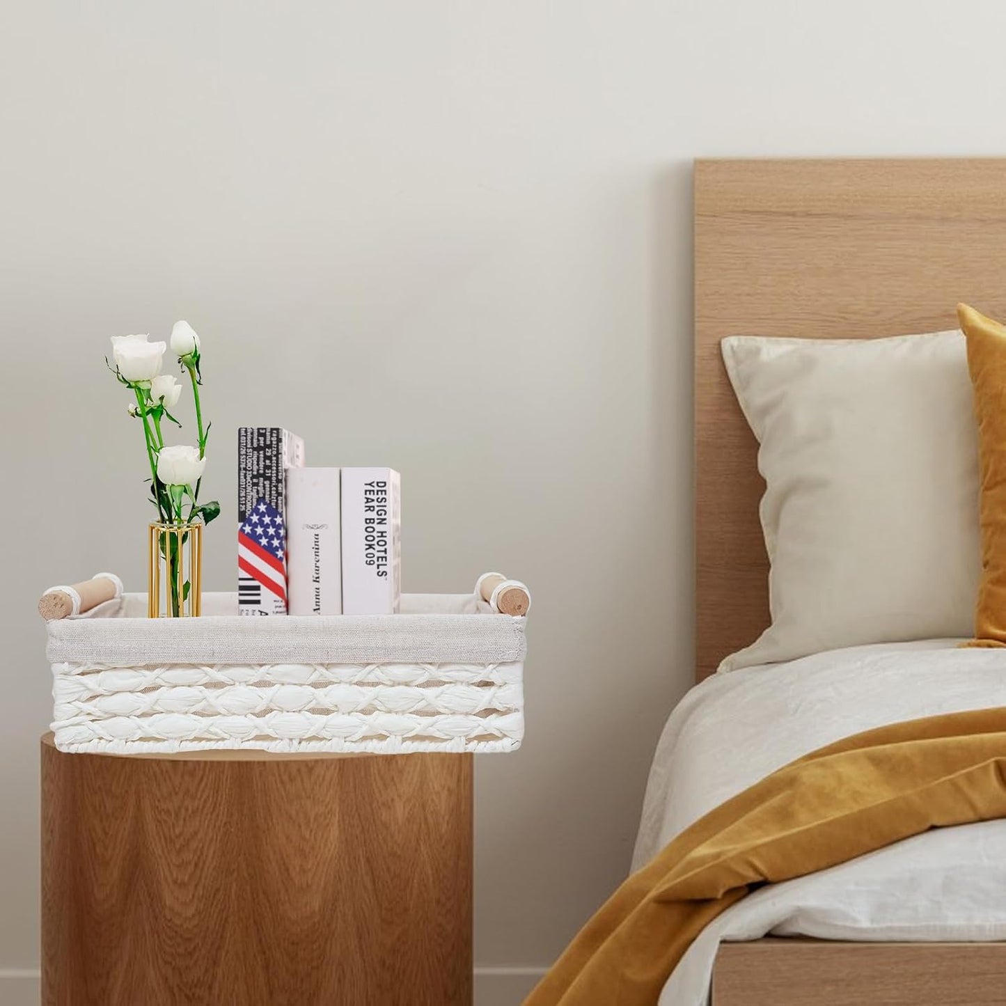 Storage Basket Wicker Baskets for Organizing / White