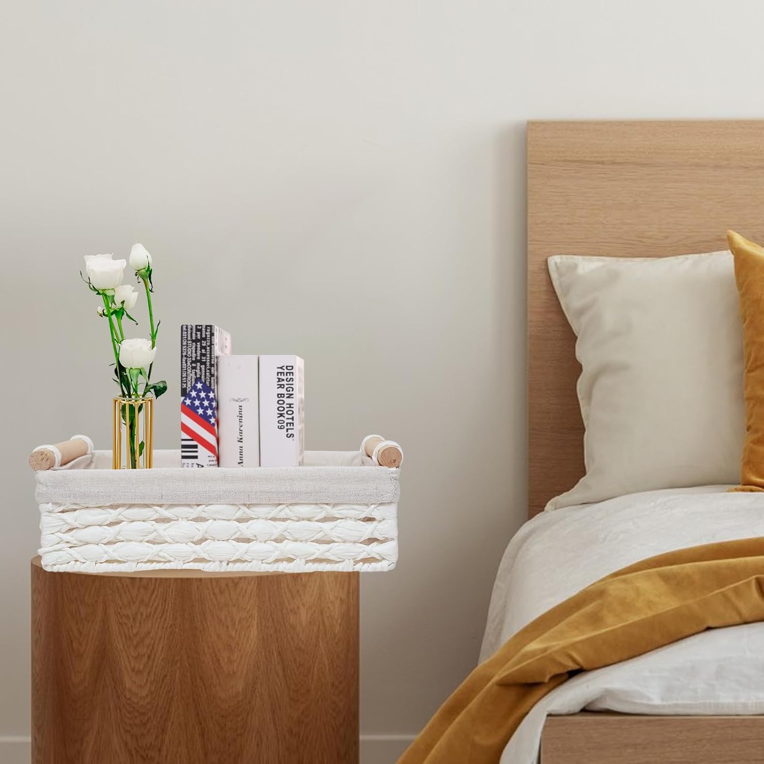 Storage Basket Wicker Baskets for Organizing / White