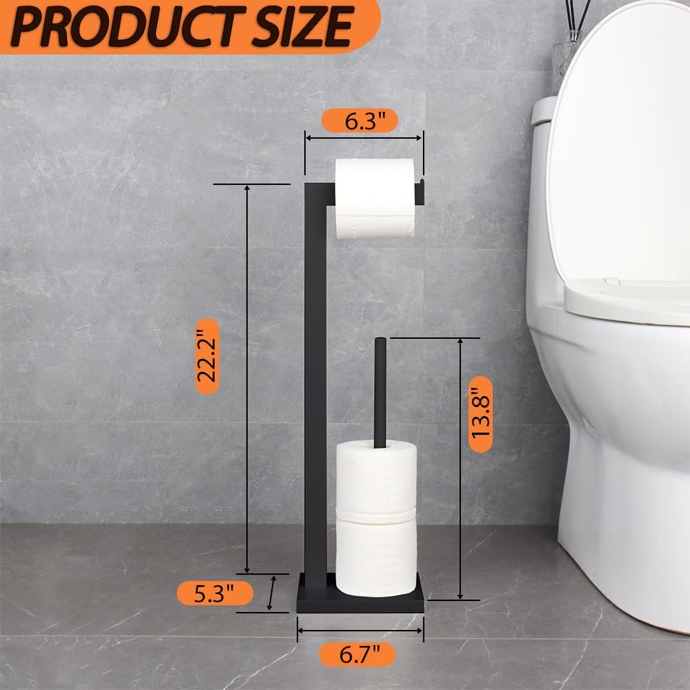 GERZWY SUS 304 Stainless Steel Toilet Paper Holder, Free Standing Lavatory Pedestal Toilet Paper Stand with Reserve