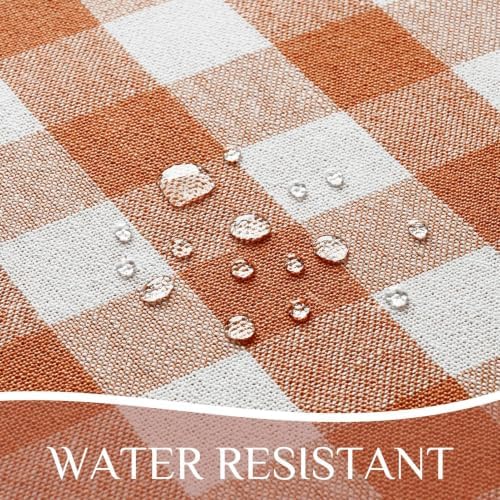 Softalker Fall Gingham Rectangle Tablecloth with Tassel, Orange, 55" x 84"