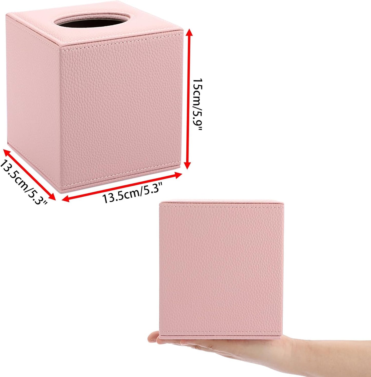 Tissue Box Cover Square Tissue Box Stylish PU Tissue Box Holder / Pink