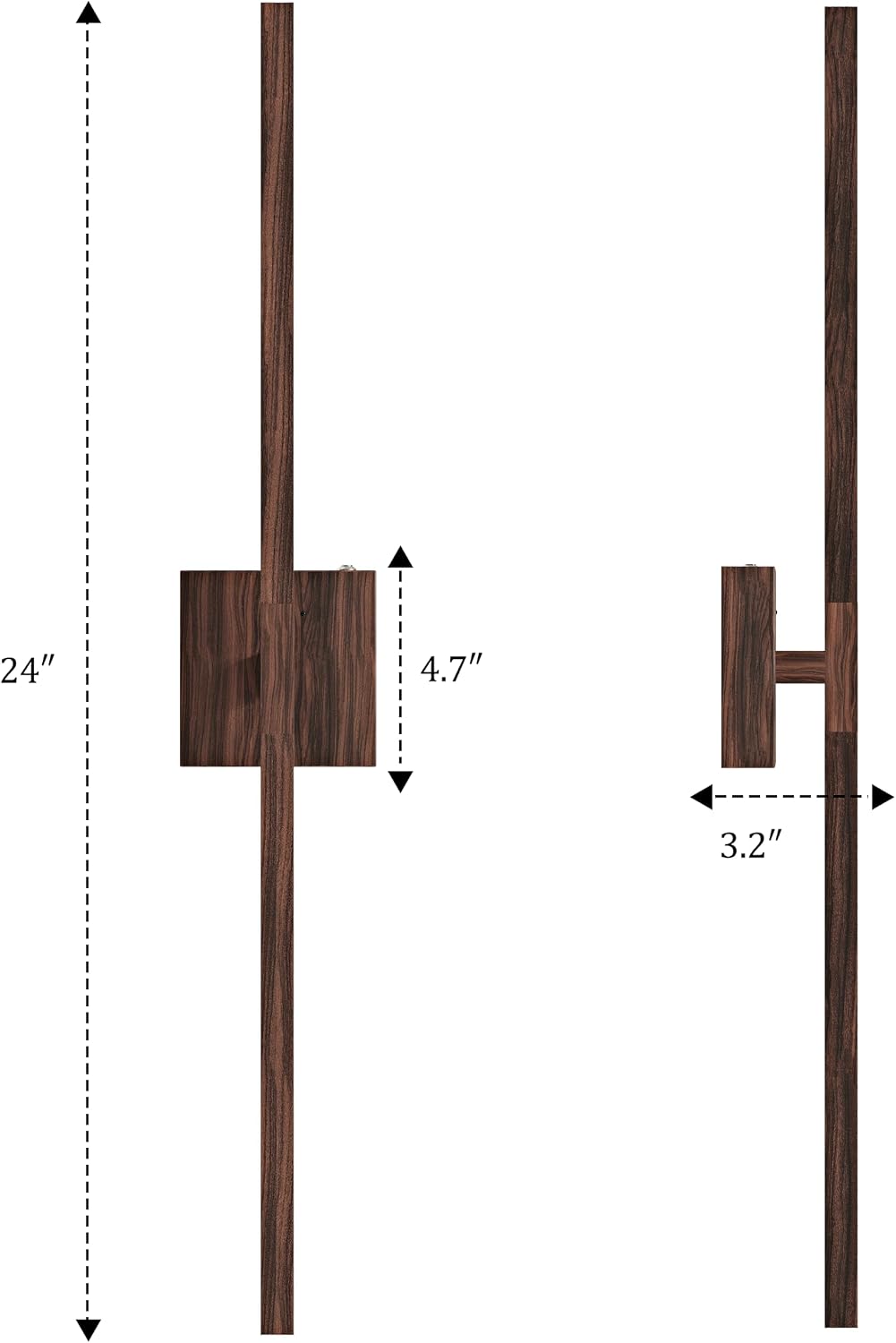 Rayogale Walnut Battery Operated Wall Sconce with Remote Control 24 Inch | 3000/4500/6000K Dimmable 8000mAh Wireless