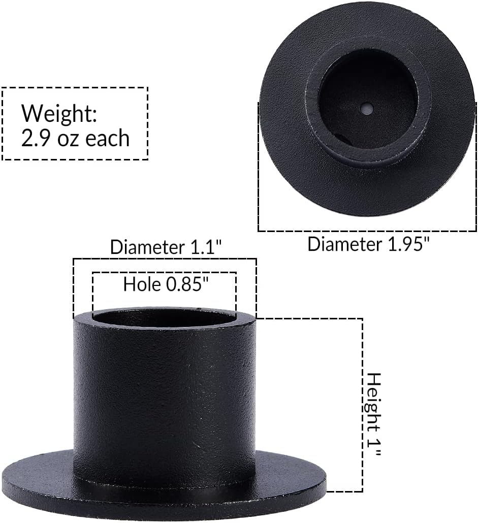 12PCS Matte Black Iron Taper Candle Holders, Standard Fit, Table Decor | Durable Metal Build, Rust-Proof Coating