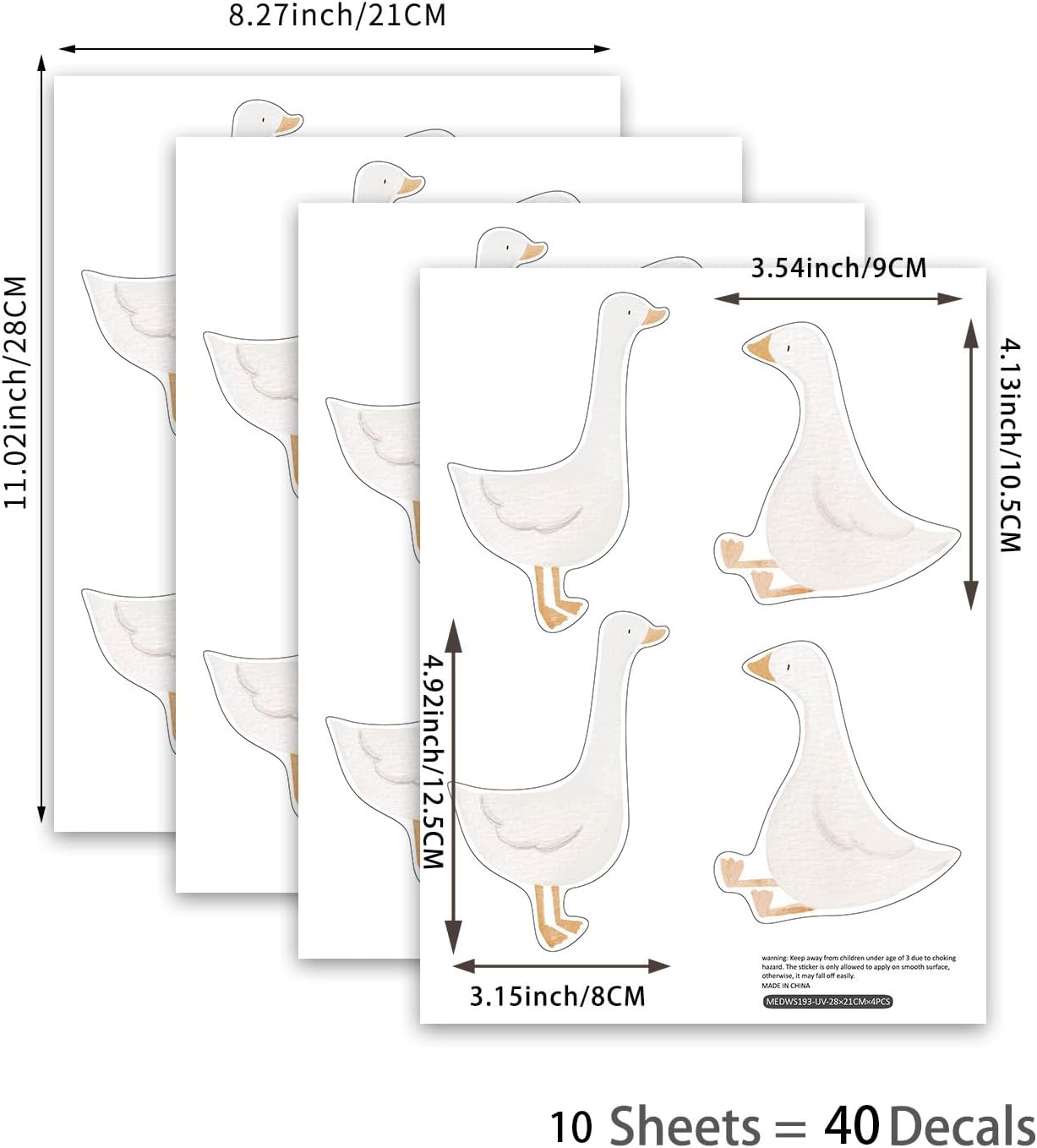 Silly Goose Wall Decals for Nursery / Set of 40