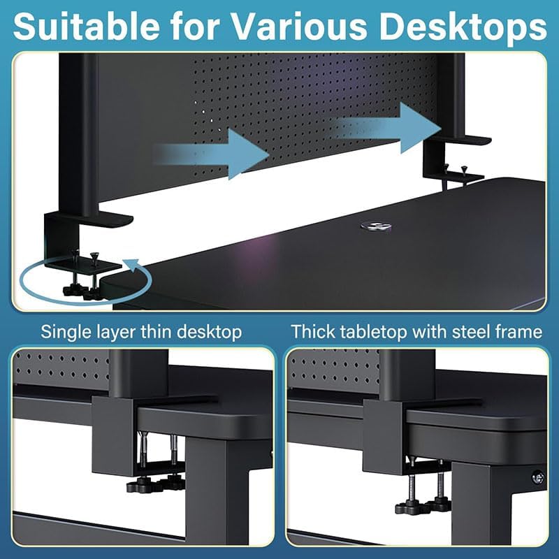 Clamp On Desk Pegboard Shelf - Metal Desktop Organizer Hutch with 2 Shelves | Storage and Display, Desk Add-On Shelf