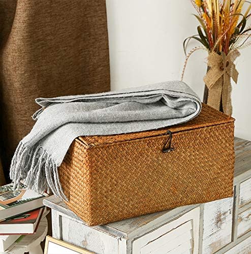 Rectangular Handwoven Seagrass Storage Basket / 12 x 7 x 6 / M / Natural