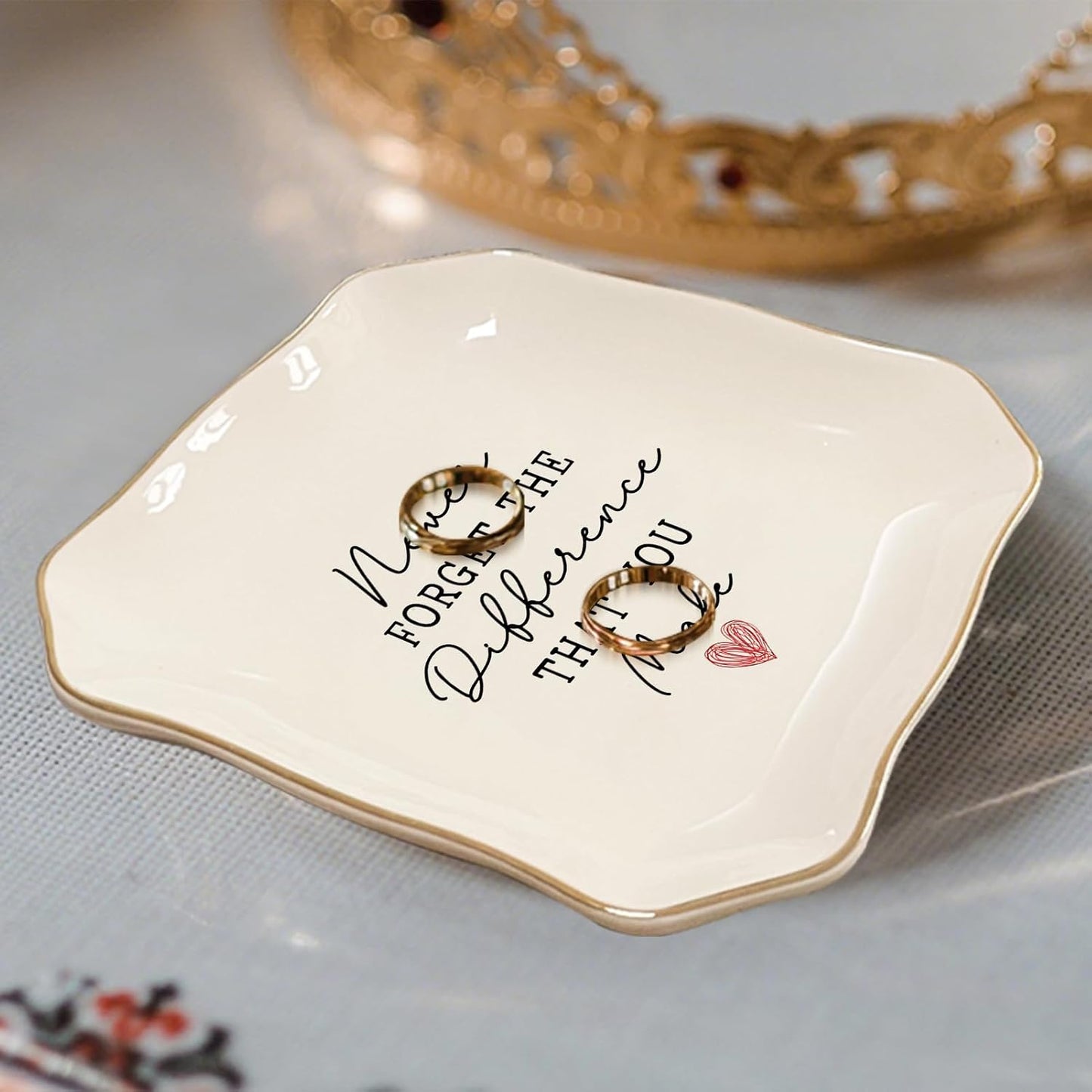 Ceramic Ring Dish Tray for Teacher Appreciation Gifts / Never Forget The Difference You Make
