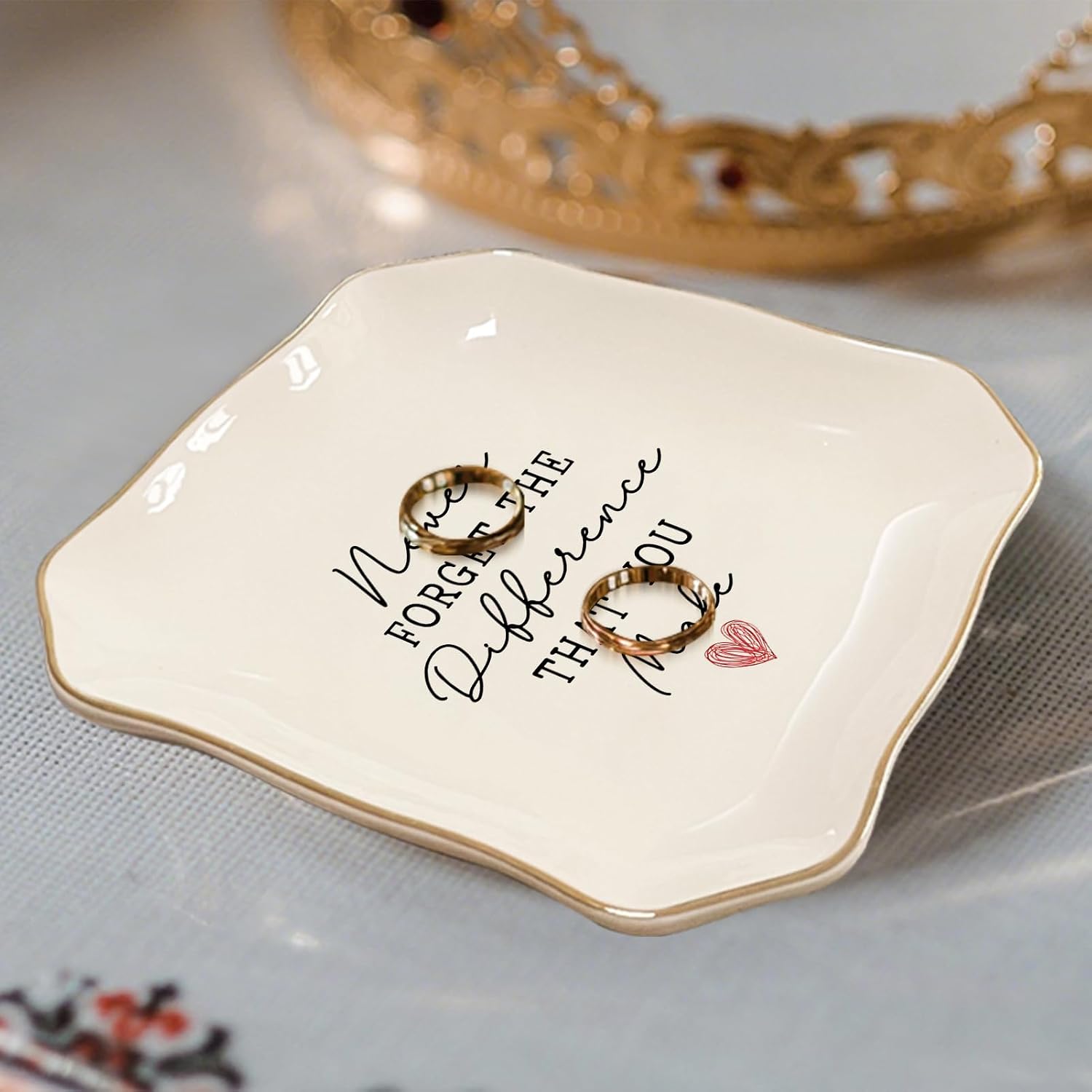 Ceramic Ring Dish Tray for Teacher Appreciation Gifts / Never Forget The Difference You Make