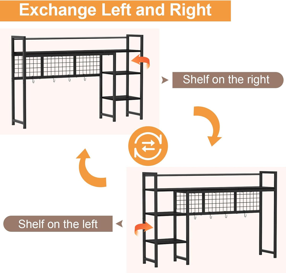 Snughome Desk Shelf, 44.9" Desktop Organizer Shelf, Desk Hutch for Computer Monitor, 4 Tier Desk Display Rack with