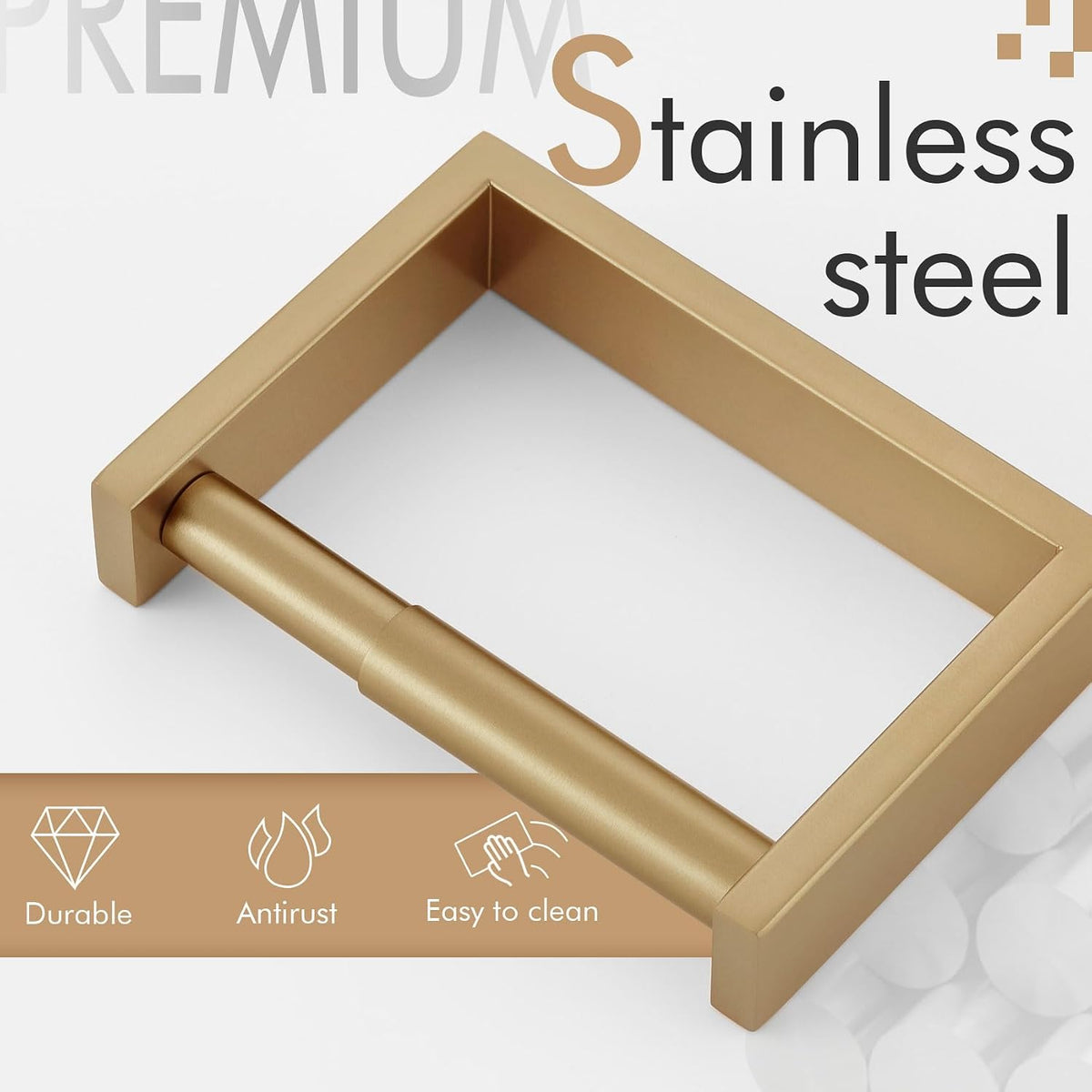 KOKOSIRI Toilet Paper Holder Spring Loaded Bathroom Toilet Roll Holder Wall Mount Champagne Bronze Stainless Steel