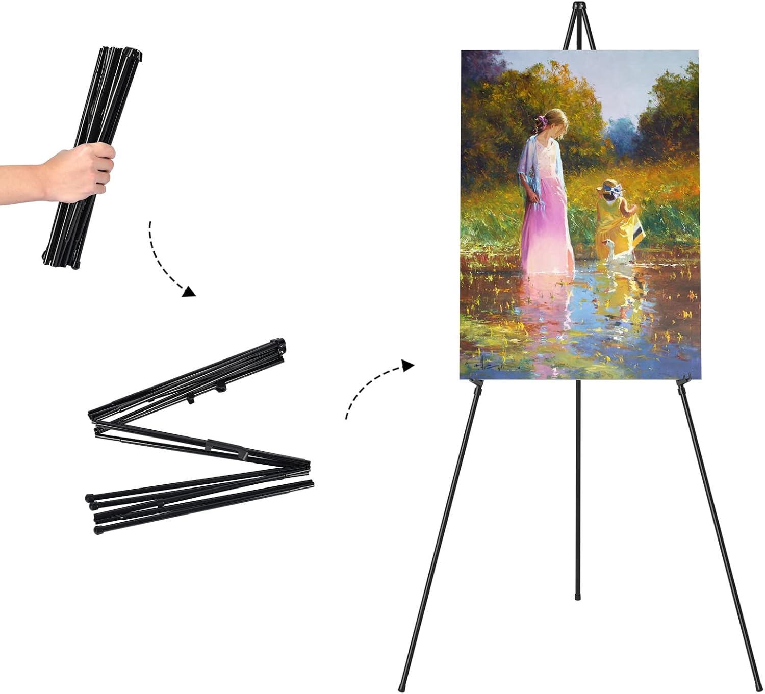Easel Stand for Sign, Aredy 63" Portable Painting Easel, Lightweight Metal Easels for Painting Canvas, Wedding Sign (2
