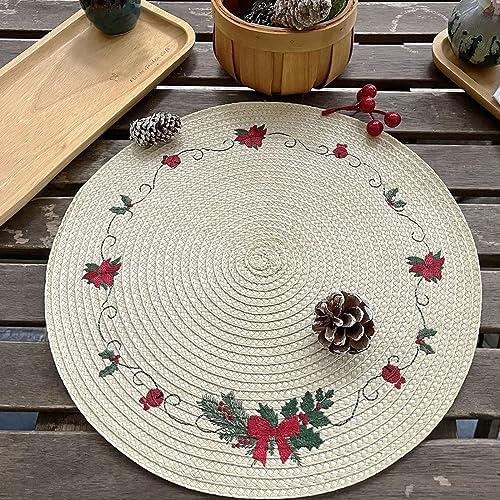 LaneVines Christmas Placemats Set of 4 Round Placemats Christmas
