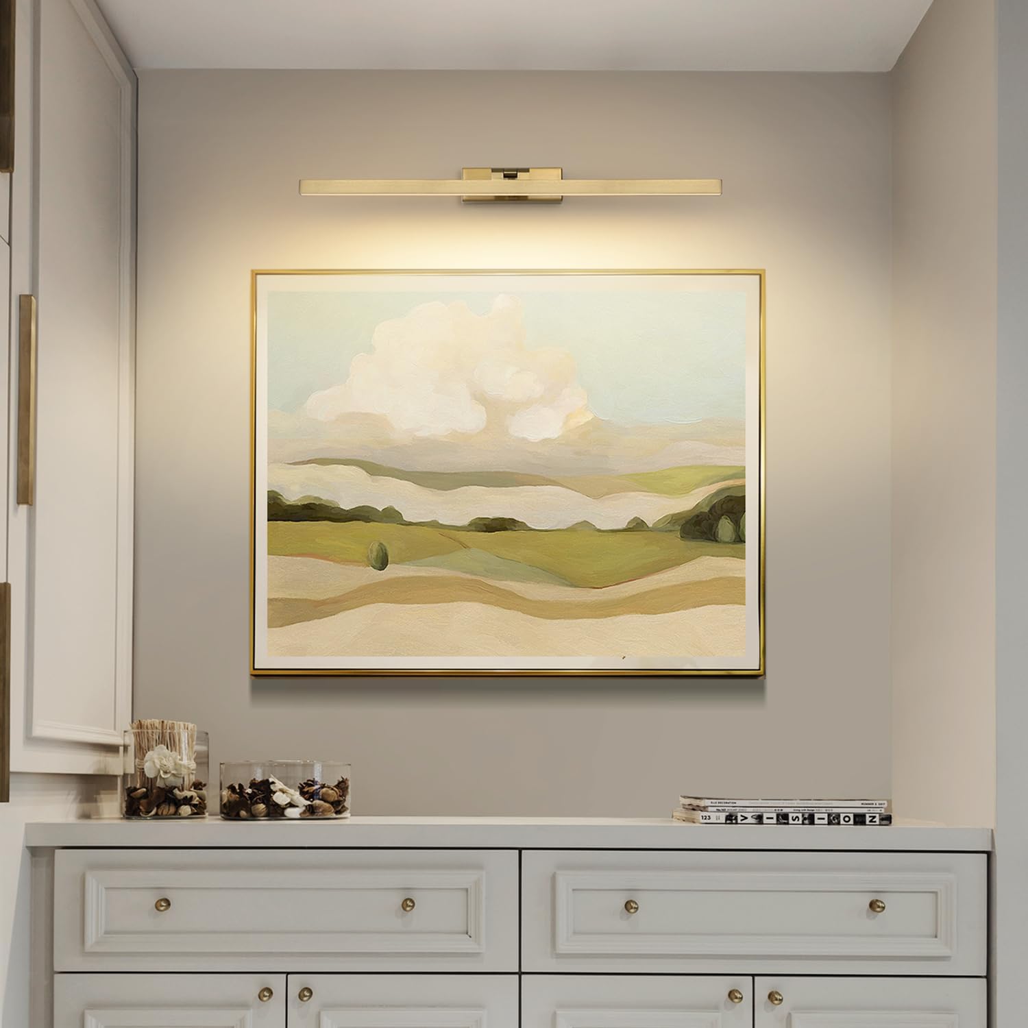 Joosenhouse Battery Operated Picture Light, Wireless Gallery Light with Remote Control and Dimmable Timer Off Function