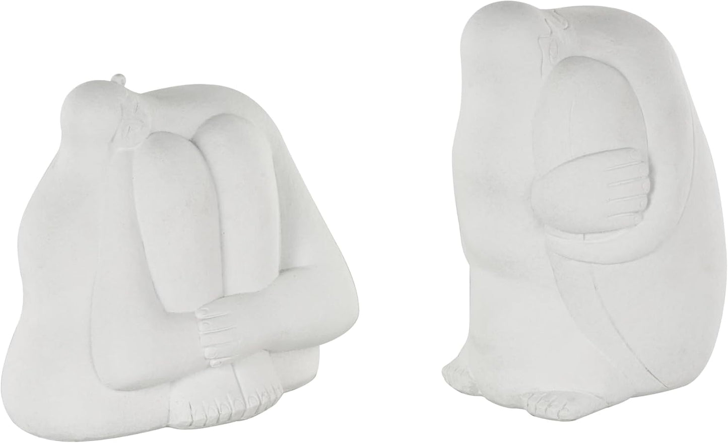 Resin People Decorative Sculpture Abstract Home Decor Statues / White / 8", 7"H / Set of 2