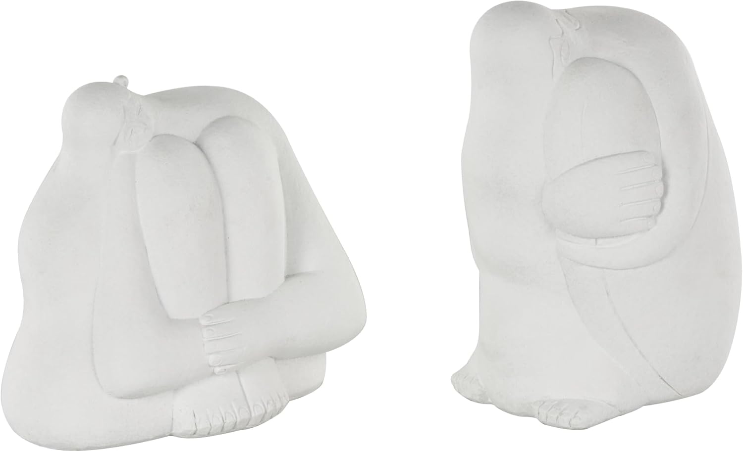 Resin People Decorative Sculpture Abstract Home Decor Statues / White / 8", 7"H / Set of 2