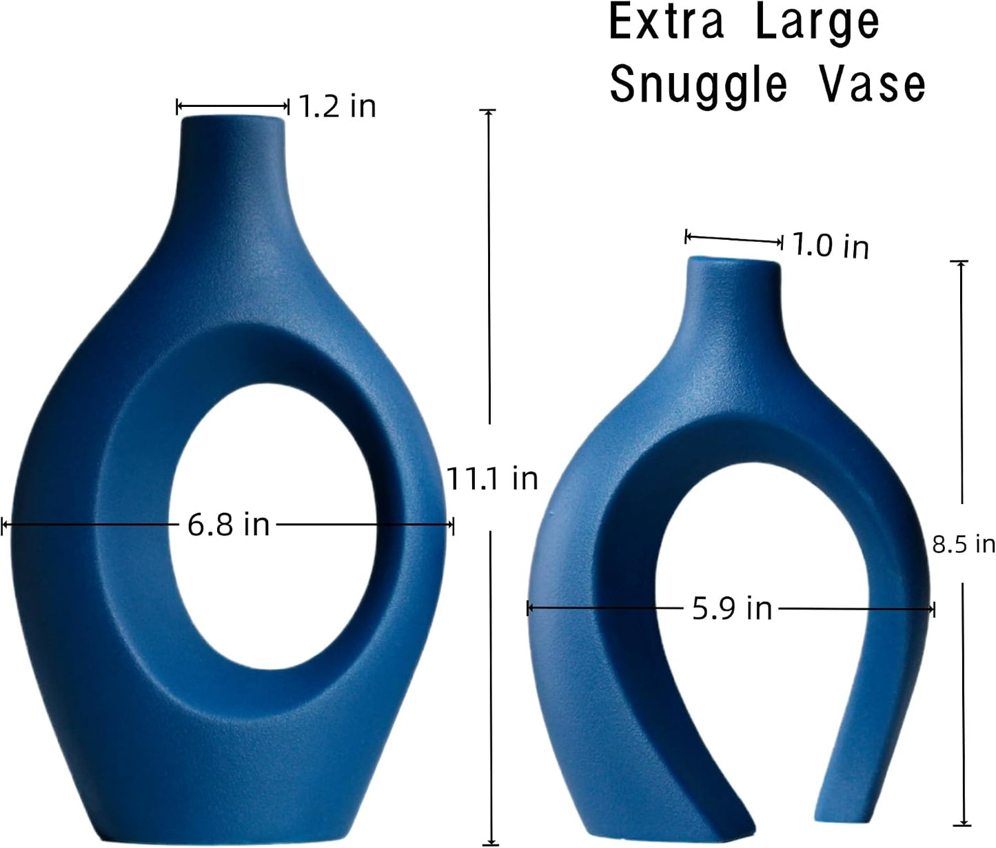 Snuggle Hollow Ceramic Vase / Navy Blue XL / 11 Inch / Set of 2