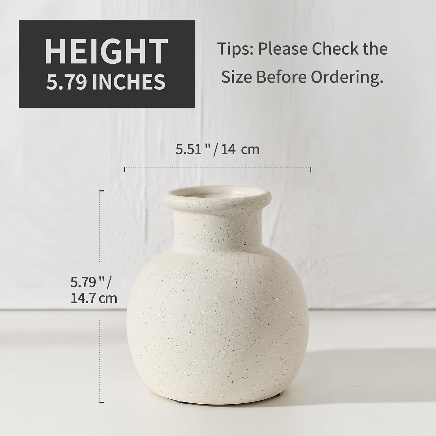 Spotted Ceramic Modern Vase / 18795-white / 5.8 Inch