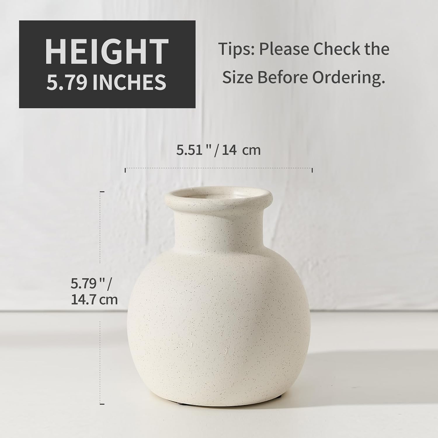 Spotted Ceramic Modern Vase / 18795-white / 5.8 Inch
