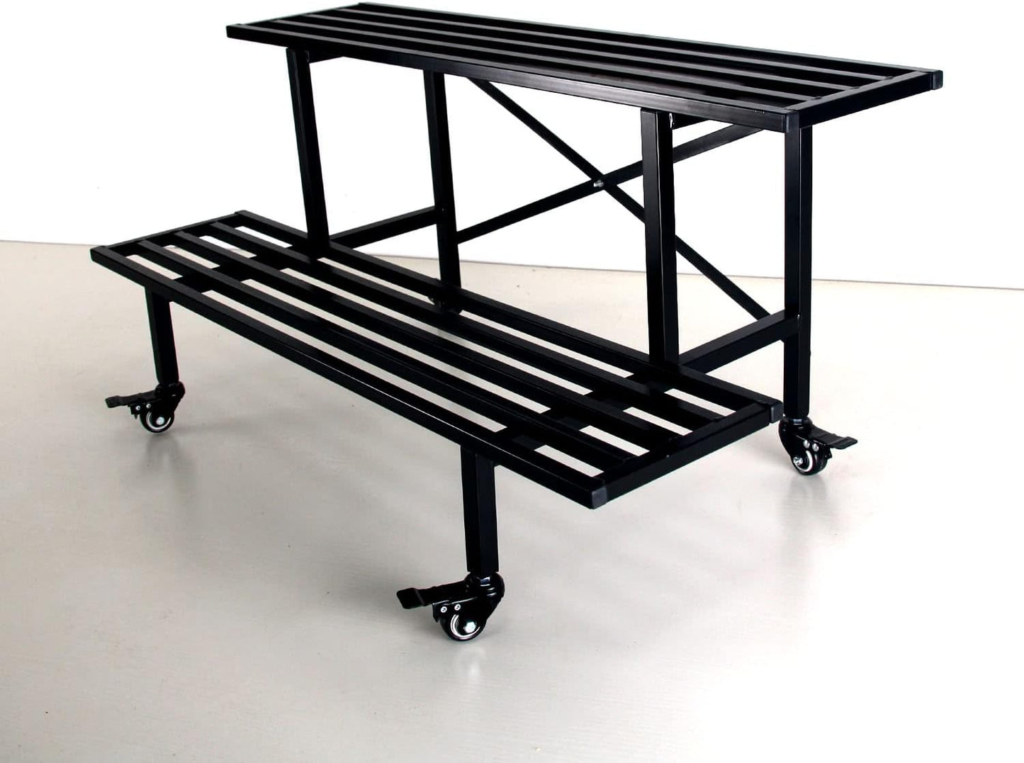 Zhongma 2 Tier Sturdy Metal Plant Stand with Wheels Heavy Duty Plant Holder for Home Indoor and Outdoor,L45.67 x W17.5
