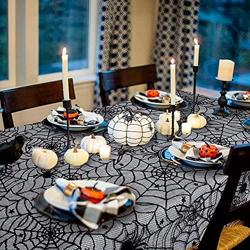 Halloween Tablecloths Black Lace Tablecloth 2 Pack 54x72 inch Spider Cobweb