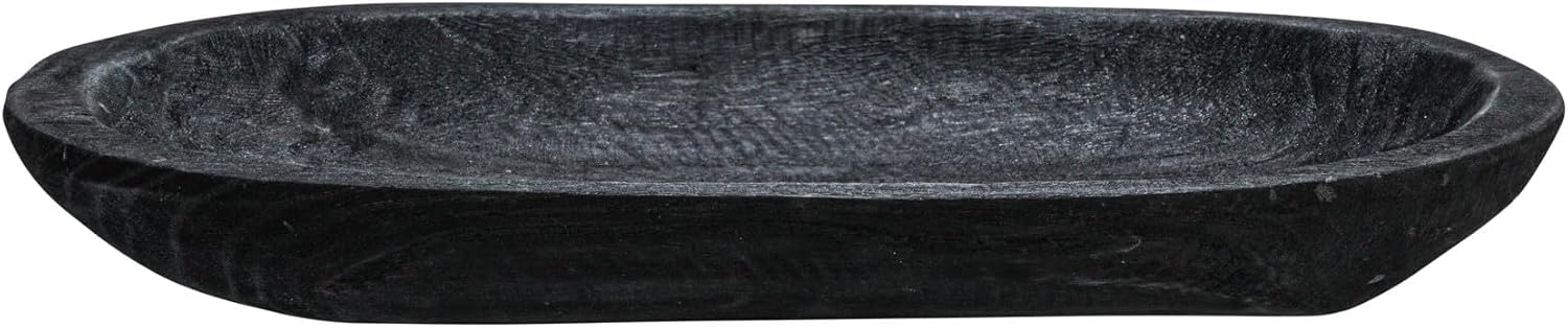 Hand-Carved Paulownia Wood Bowl / Black