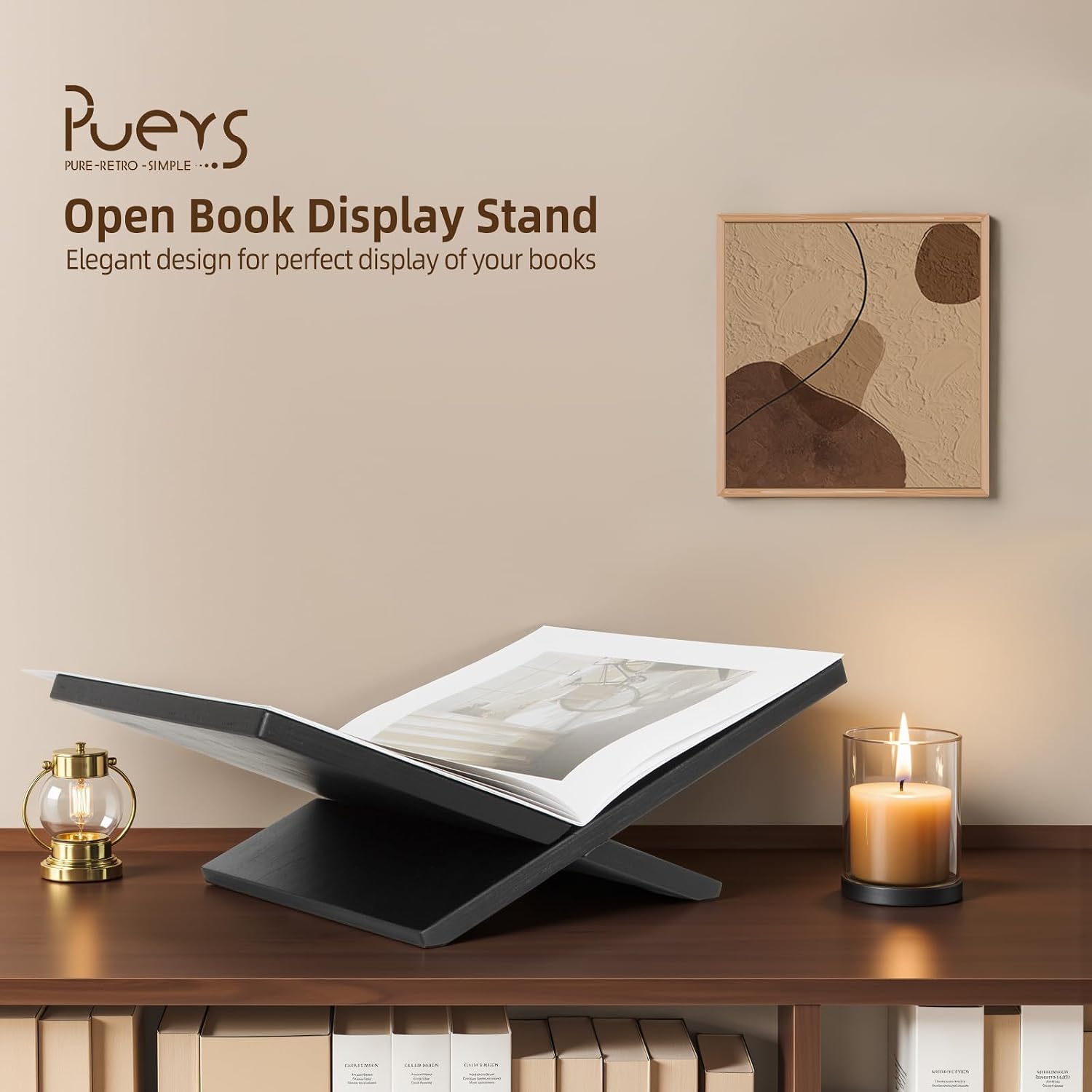 Open Display Stand, Wooden Large Book Holder, Coffee Table Stand | Wood Easel for Magazine, Art, Cook Book, Bible