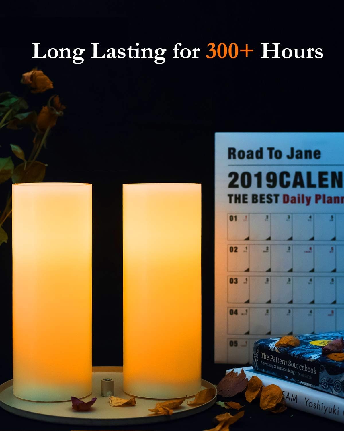 Homemory Real Wax Flickering Flameless Candles Battery Operated, 9" x 3" | LED Pillar Candles with Timers and 2 Remote