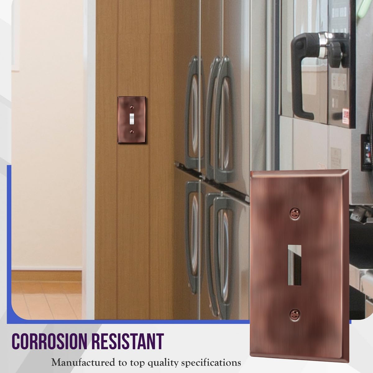 ENERLITES Toggle Light Switch Metal Wall Plate, Stainless Steel Switch Cover, Corrosion Resistant, Standard Size 1-Gang