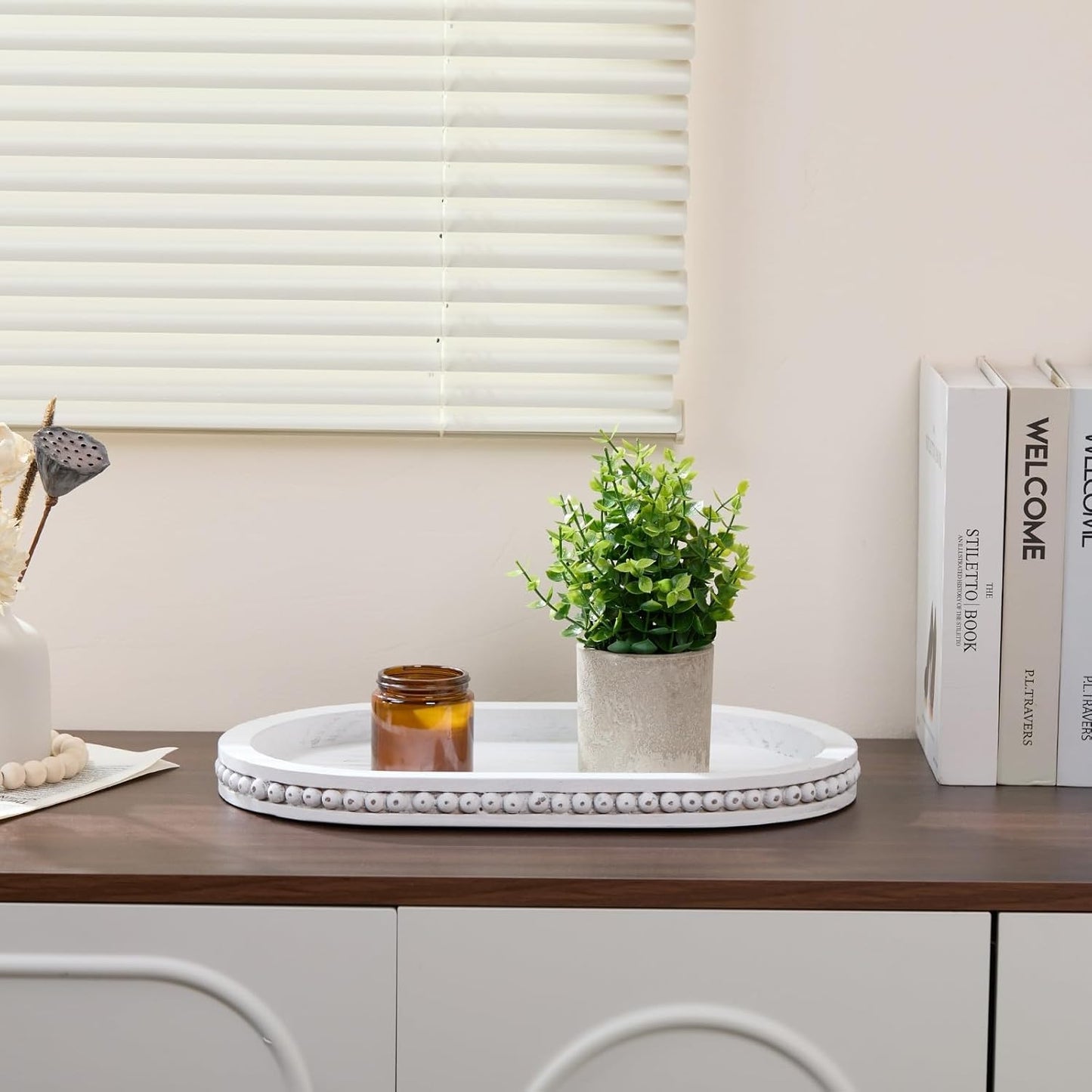 Wood Decorative Tray / Distressed White