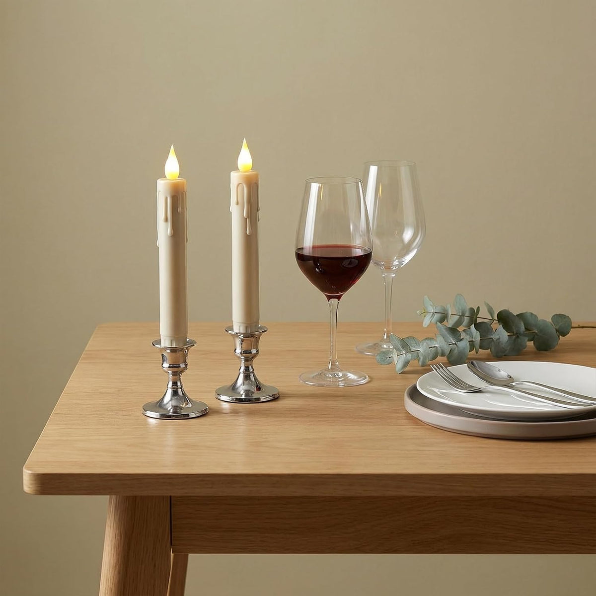 6.7 Inch Flameless Taper Candles with 2 Remotes LED Candlesticks Battery Operated Realistic Flickering Flame, for