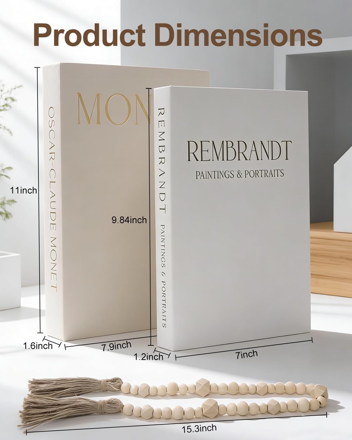 2 Linen Faux/Fake Books / Khaki + White