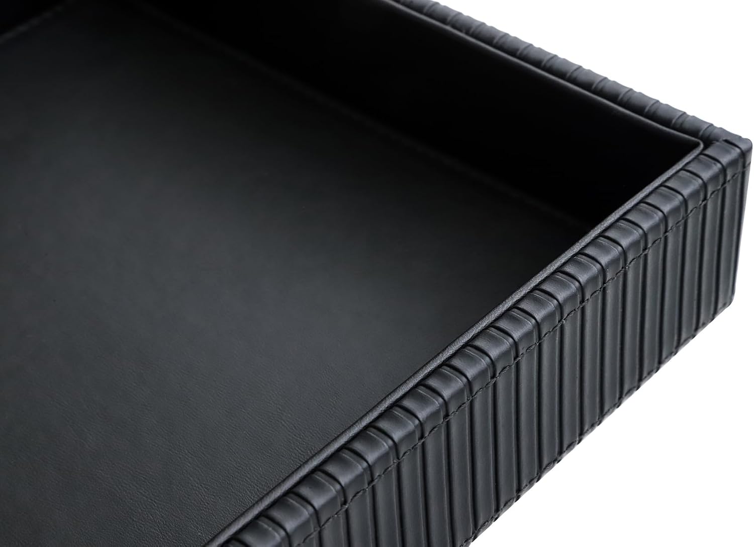 Faux Leather Vanity Tray / Black Stripe / 10.2 x 8.4 x 1.8