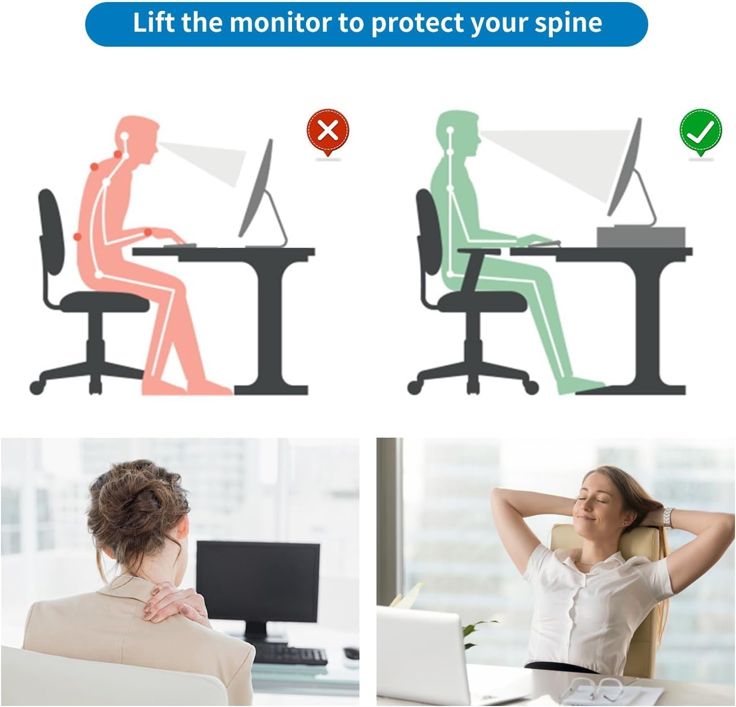 Computer Monitor Stand Riser / Black